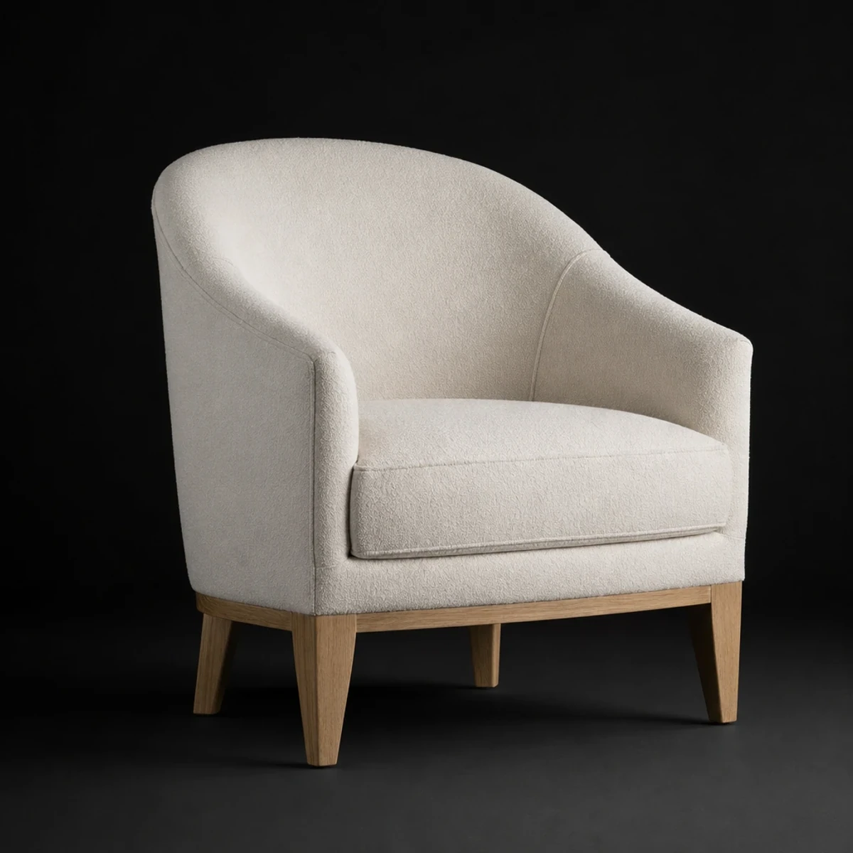 Curved Back Lounge Chair, 30 Inches Wide, full studio view