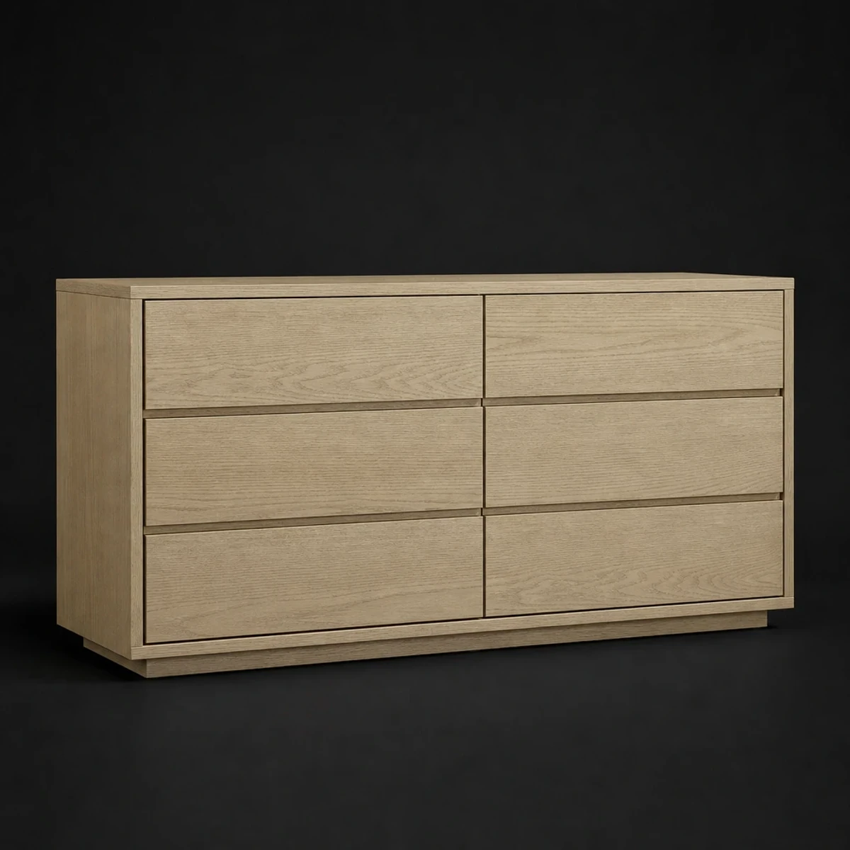 Six Drawer Dresser, 58 Inches Wide, full studio view